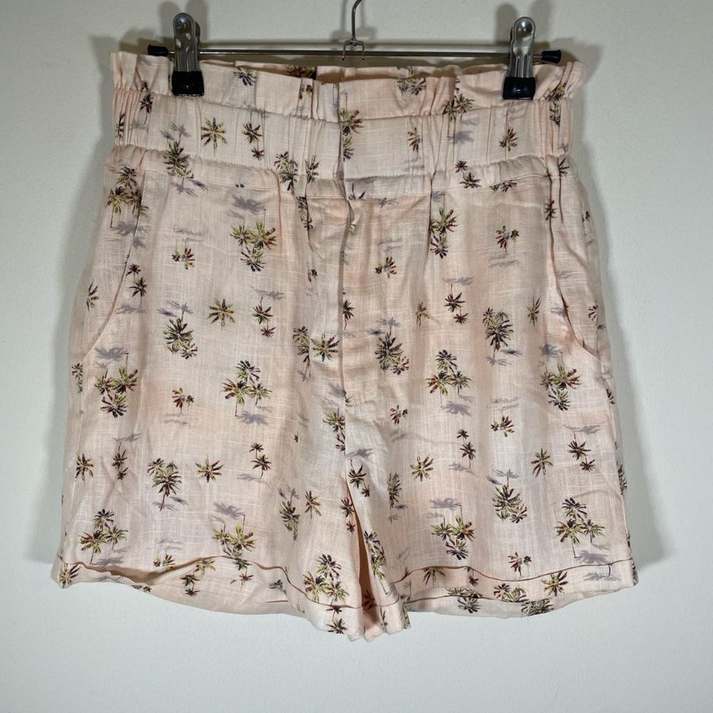 O.P.T. Linen Palm Tree Print High Waist Shorts